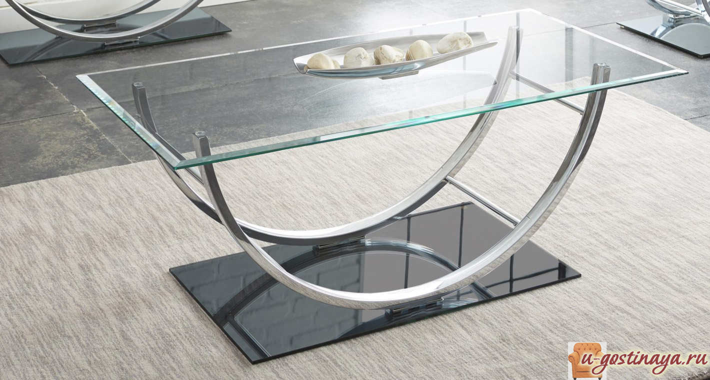 Журнальный столик со стеклянной столешницей (100 фото)