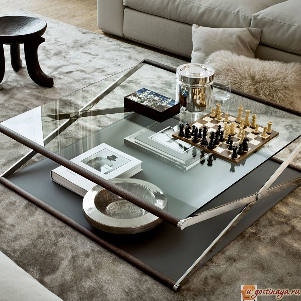 Журнальный столик со стеклянной столешницей (100 фото)